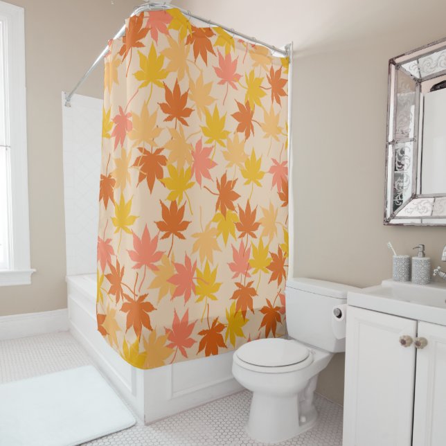 Orange Rustic Botanical Maple Leaves Pattern (In Situ)