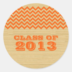 Orange Rustic Chevron Graduation Stickers