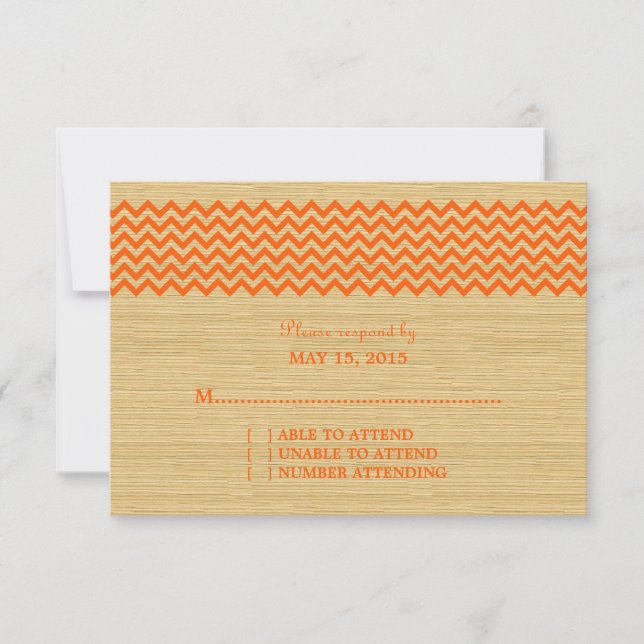 Orange Rustic Chevron Response Card (Front)