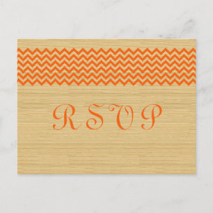 Orange Rustic Chevron RSVP Postcard