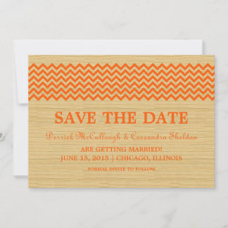 Orange Rustic Chevron Save the Date Invite