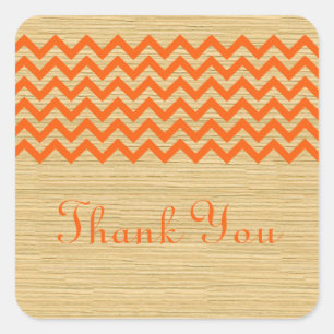 Orange Rustic Chevron Thank You Stickers