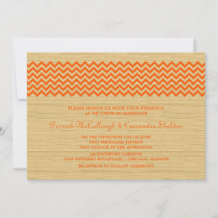 Orange Rustic Chevron Wedding Invite