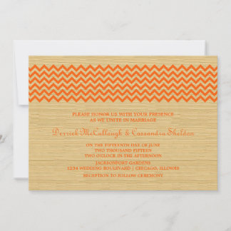 Orange Rustic Chevron Wedding Invite