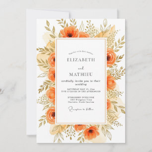 Orange Rustic Fall Wedding Invitation