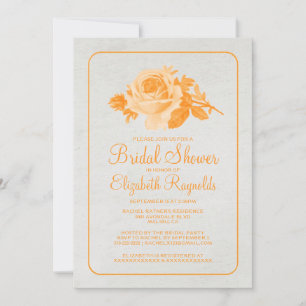 Orange Rustic Floral/Flower Bridal Shower Invites