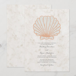 Orange Rustic Seashell Mariage Invitation