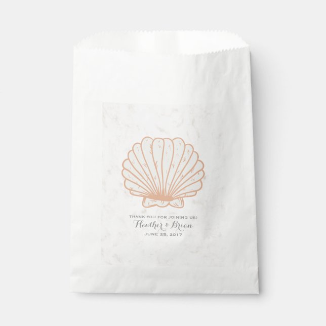 Orange Rustic Seashell Wedding Favour Bag (Front)