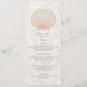 Orange Rustic Seashell Wedding Menu