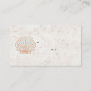 Orange Rustic Seashell Wedding Place Cards