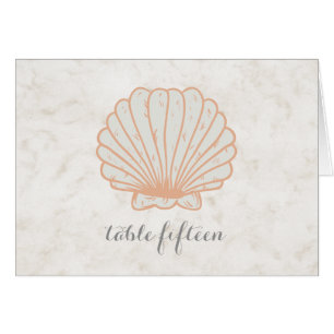 Orange Rustic Seashell Wedding Table Number