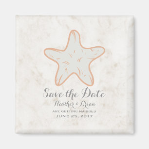 Orange Rustic Starfish Save the Date Magnet