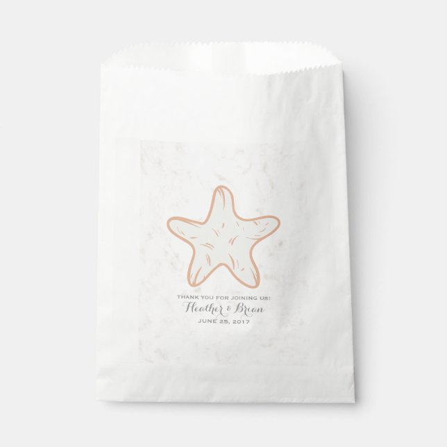 Orange Rustic Starfish Wedding Favour Bag (Front)