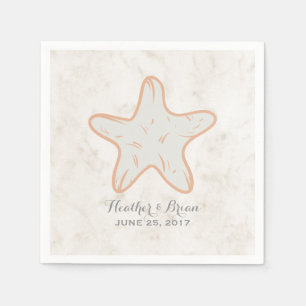 Orange Rustic Starfish Wedding Napkin