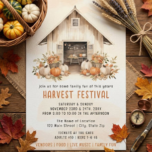 Orange Rustic Watercolor Harvest Festival Flyer