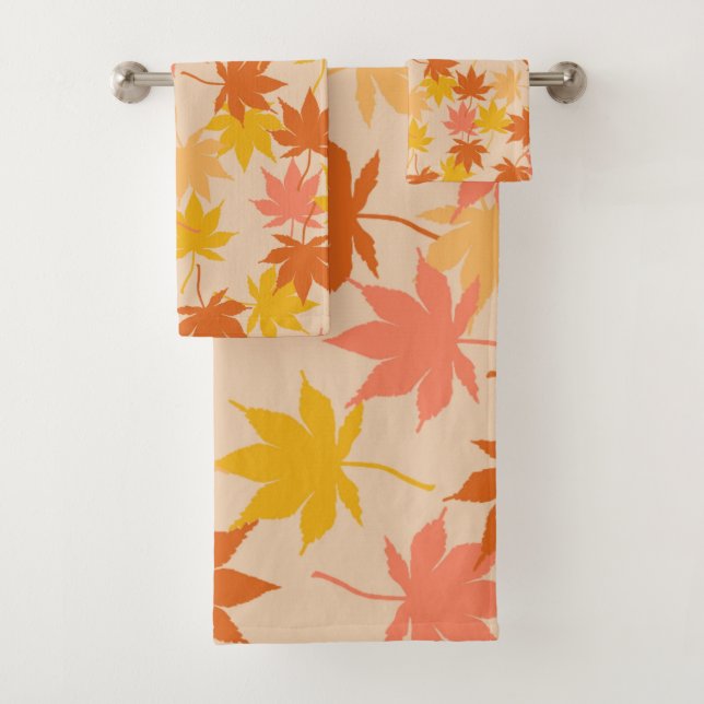 Orange Rustique Botanique Feuille Motif Automne (En situation)