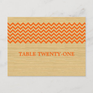 Orange Rustique Chevron Numéro de table Carte post