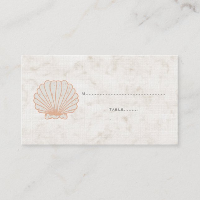 Orange Rustique Coquillage Mariage Cartes de Place (Devant)