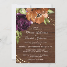 Orange rustique en bois, Faire-part de mariage vio