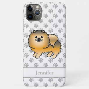 Orange Sable Pomeranian Cute Cartoon Dog & Name iPhone 11 Pro Max Case