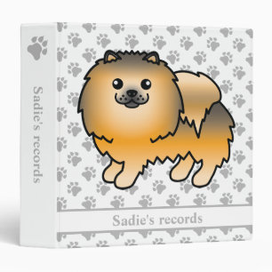Orange Sable Pomeranian Cute Cartoon Dog & Text Binder