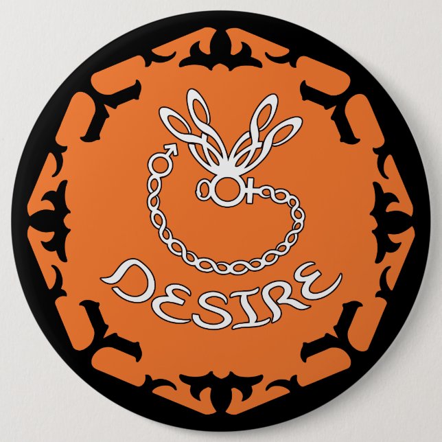 Orange Sacral Chakra "Desire" Dragonfly 6 Inch Round Button (Front)