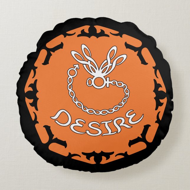 Orange Sacral Chakra "Desire" Dragonfly Round Pillow (Front)