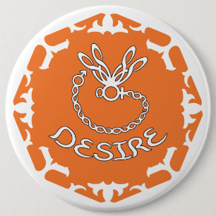 Orange Sacral Chakra "Desire" Dragonfly White BG 6 Inch Round Button