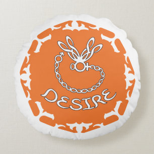 Orange Sacral Chakra "Desire" Dragonfly White BG Round Pillow