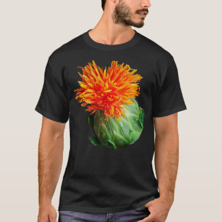 Orange Safflower Floral Photo Cutout T-Shirt