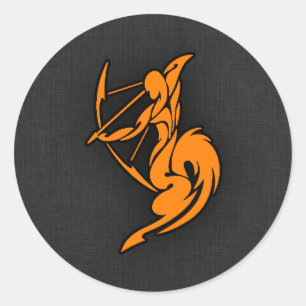 Orange Sagittarius Classic Round Sticker