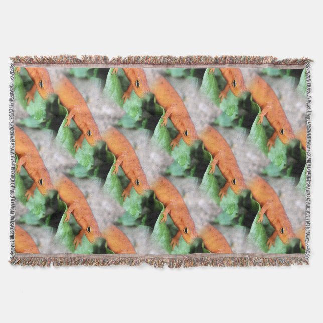 Orange Salamander Red Eft Nature Art Pattern Throw Blanket (Front)