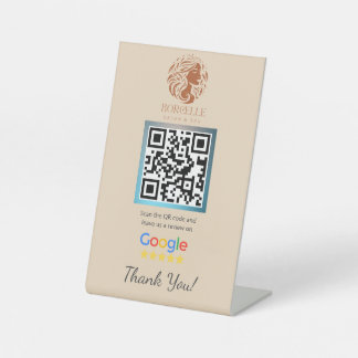 Orange Salon Google Review Counter Stand Template Pedestal Sign