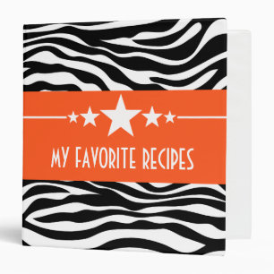 Orange Sassy Star Zebra (1.5 inch) Recipe Binder