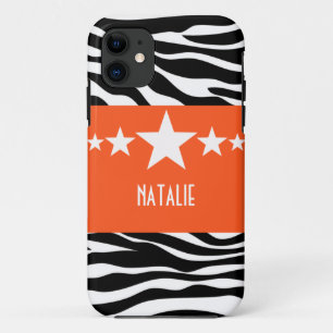 Orange Sassy Star Zebra BT iPhone 5 Coque