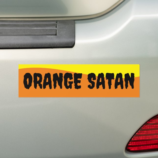ORANGE SATAN BUMPER STICKER (On Car)
