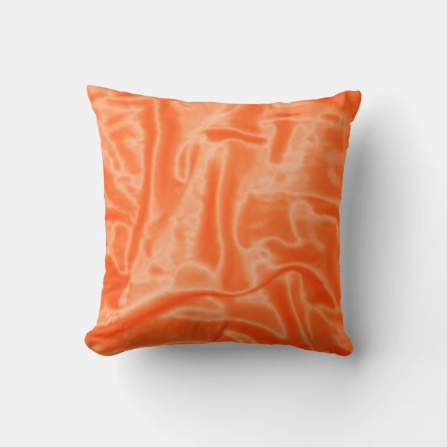 Orange Satin-Square Throw Pillow (Front)