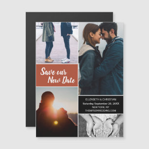 Orange Save our New Date Photo Change the Date Magnetic Invitation