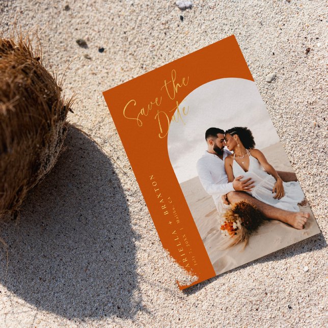 Orange Save The Date Card with Foil (Creator Uploaded)