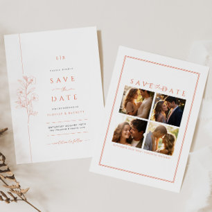 Orange Save the Date Wedding Invitation with Photo