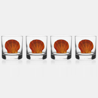 Orange Scallop Shell Seashell Whiskey Glass