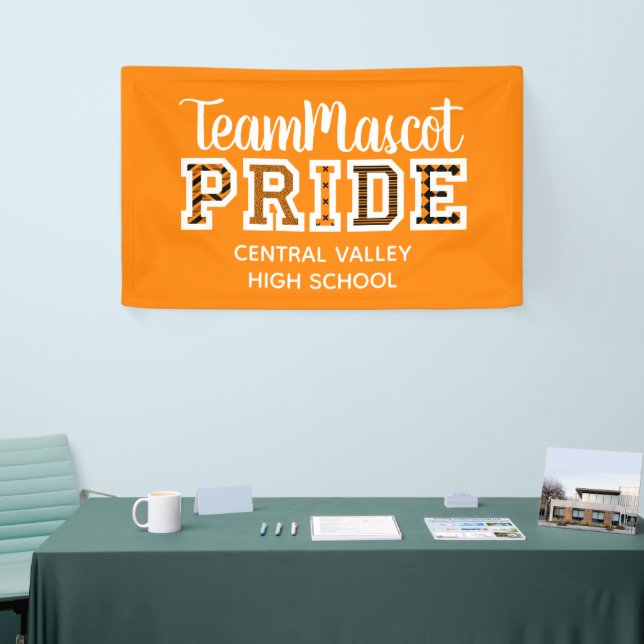 Orange School Pride Mascot Name Banner (Tradeshow)