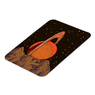Orange Science fiction Planet Magnet