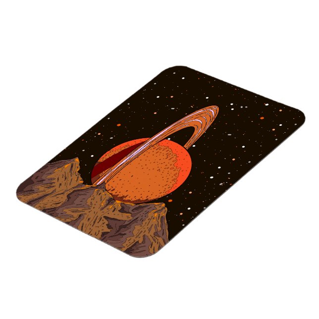 Orange Science fiction Planet Magnet (Left Side)