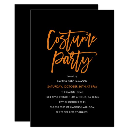 Orange Script Costume Party Invitation