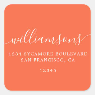 Orange Script Family Return Address Label