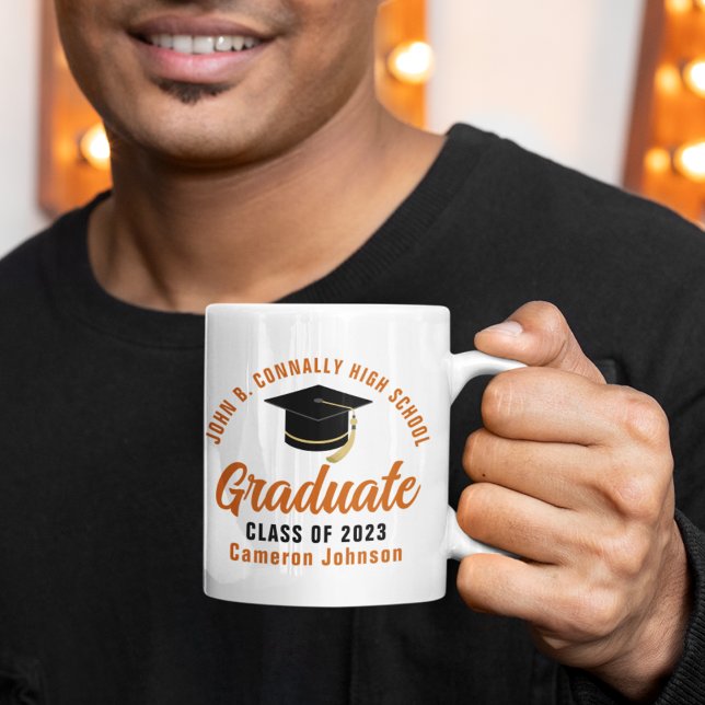 Orange Script Graduate Custom 2023 Graduation Coffee Mug (Creator Uploaded)