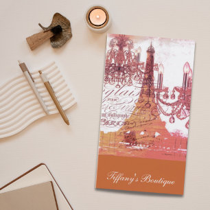 orange scripts chandelier paris eiffel tower business card