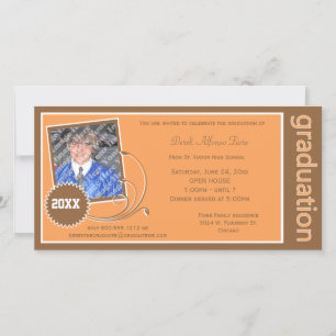 Orange Scroll Graduation Photo Invitation