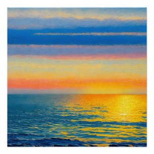 Orange Sea Sunset Poster